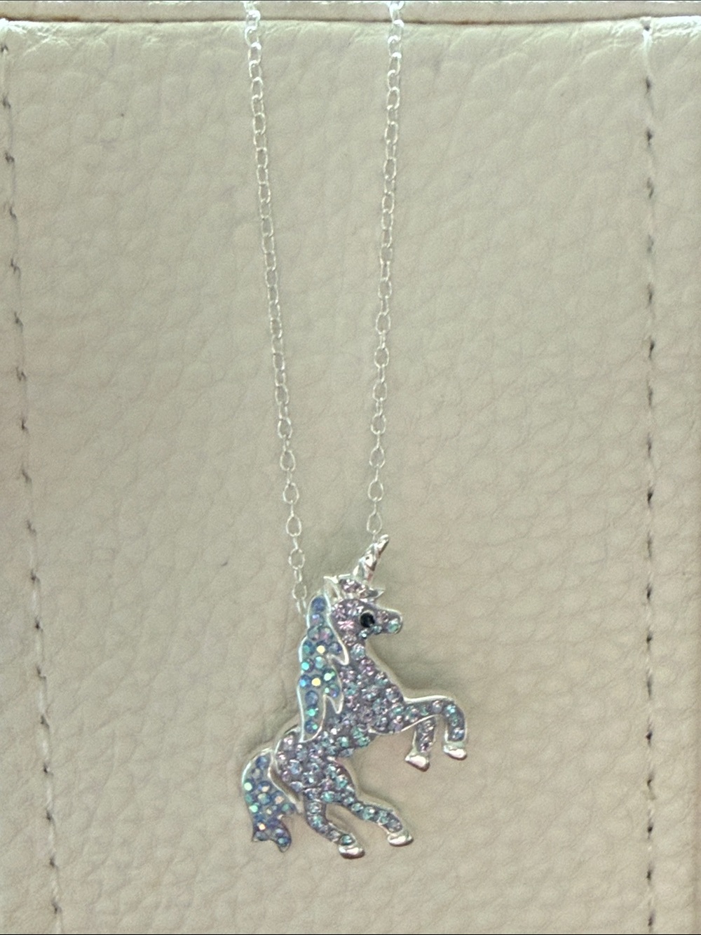 Silver 925 Unicorn Pendant Necklace with Light Purple Crystal Accents